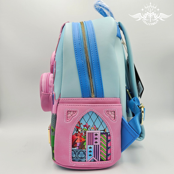 Loungefly Sleeping Beauty Castle Three Good Fairies Stained Glass Mini Backpack - Picture 4 of 9